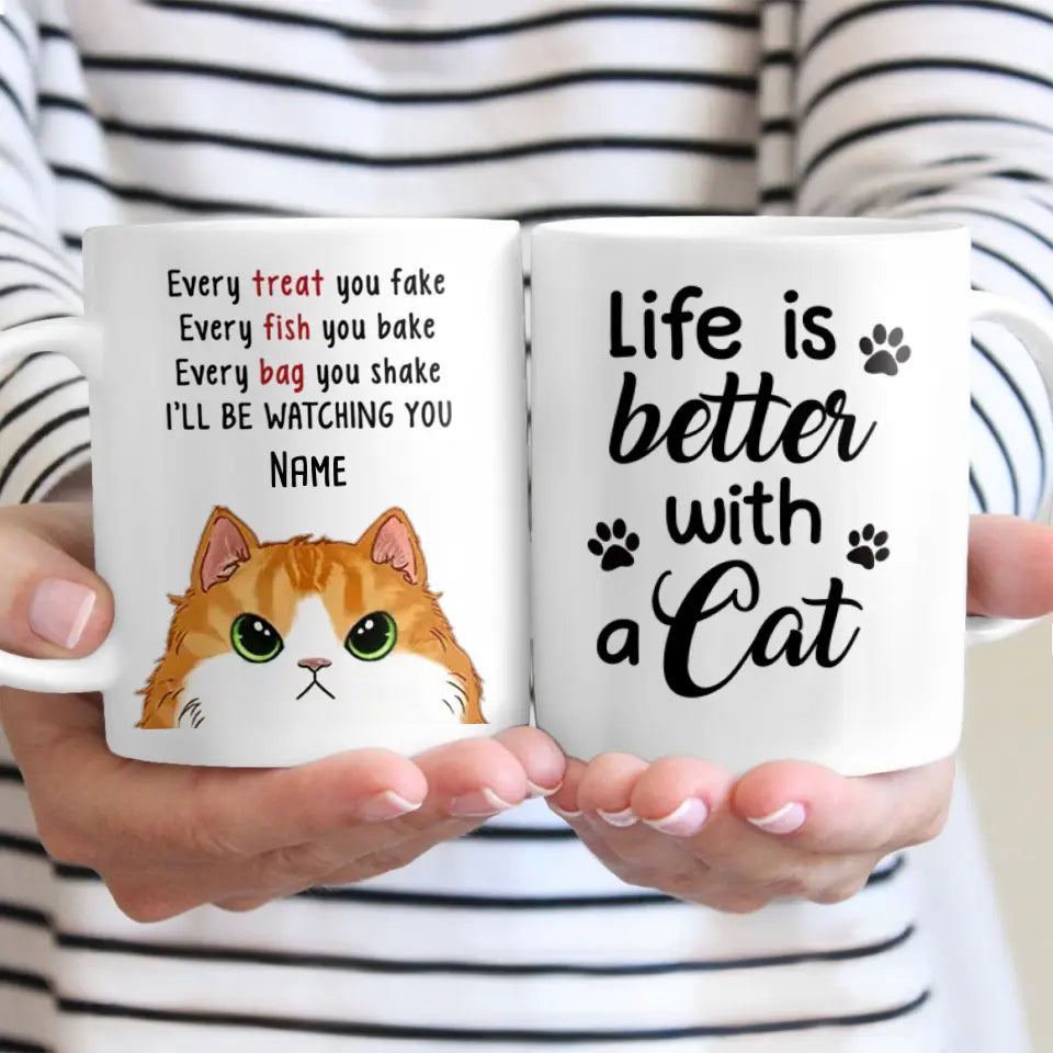 Cat Will Be Watching You Personalized Ceramic Mug