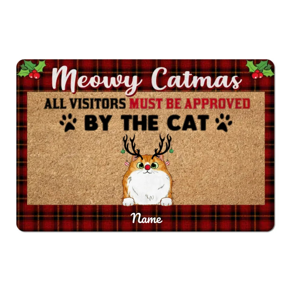 Meowy Catmas Christmas Cat Personalized Doormat