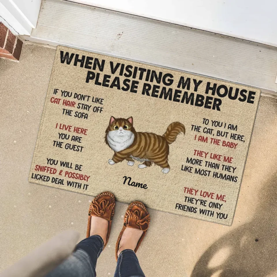 When Visiting My House Cat Personalized Doormat