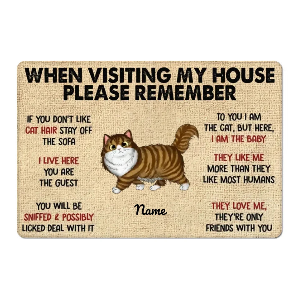 When Visiting My House Cat Personalized Doormat