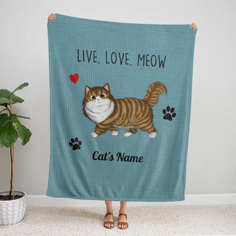 Walking Cat Personalized Fleece Blanket