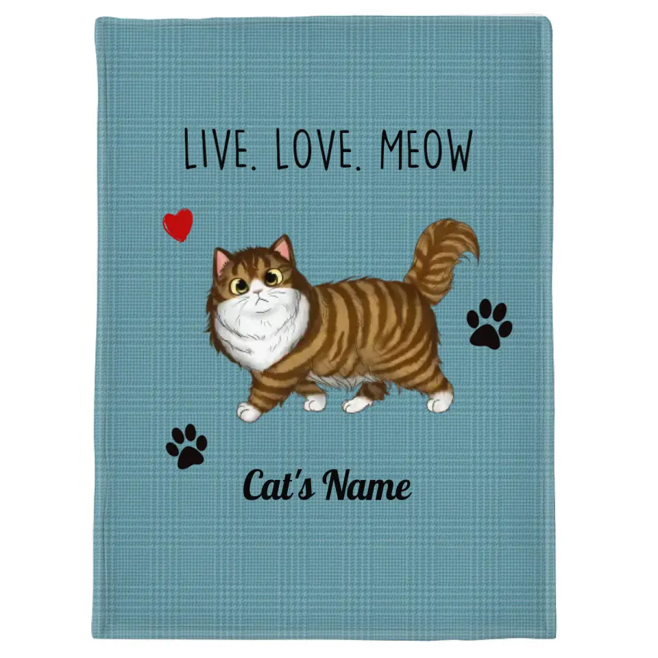 Walking Cat Personalized Fleece Blanket