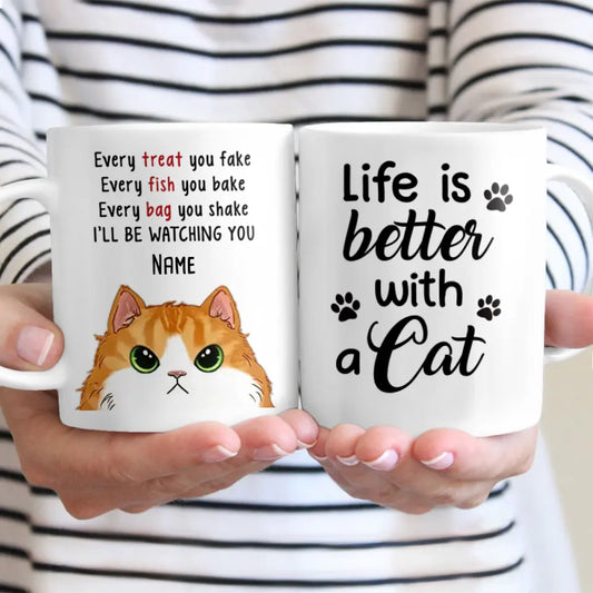 Cat Will Be Watching You Personalized Ceramic Mug