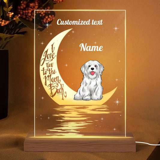 I Love You Moon Dog Personalized Rectangle Acrylic Plaque LED Light
