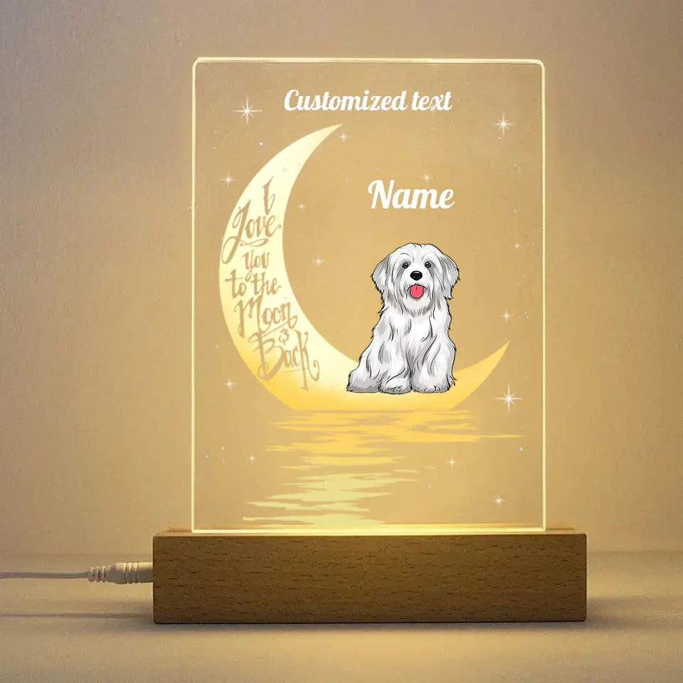 I Love You Moon Dog Personalized Rectangle Acrylic Plaque LED Light