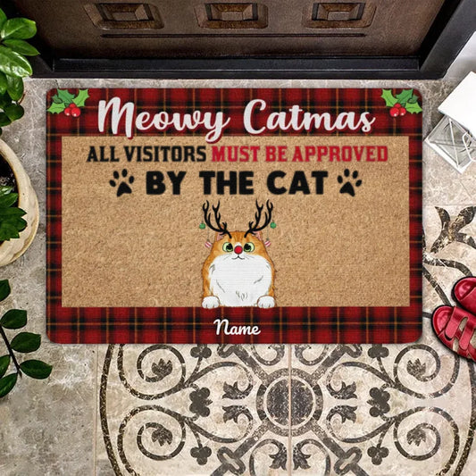 Meowy Catmas Christmas Cat Personalized Doormat