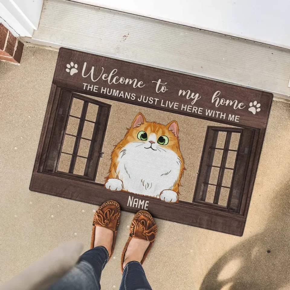 Welcome To Our Home Cat Personalized Doormat