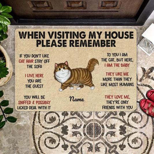 When Visiting My House Cat Personalized Doormat