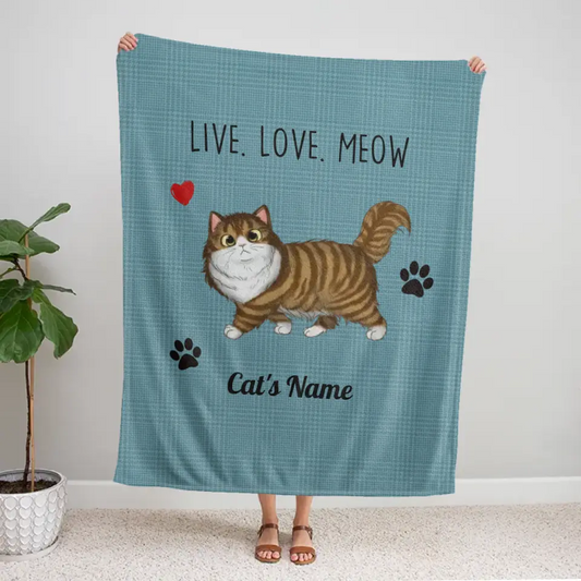 Walking Cat Personalized Fleece Blanket